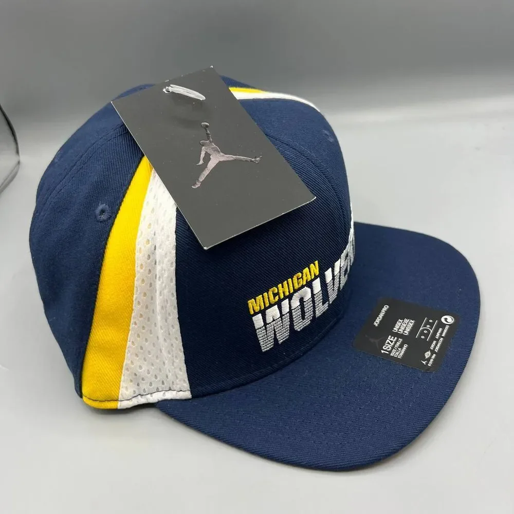 Michigan Wolverines x Air Jordan Hat Men‎ Blue Jumpman Snap Back Cap New